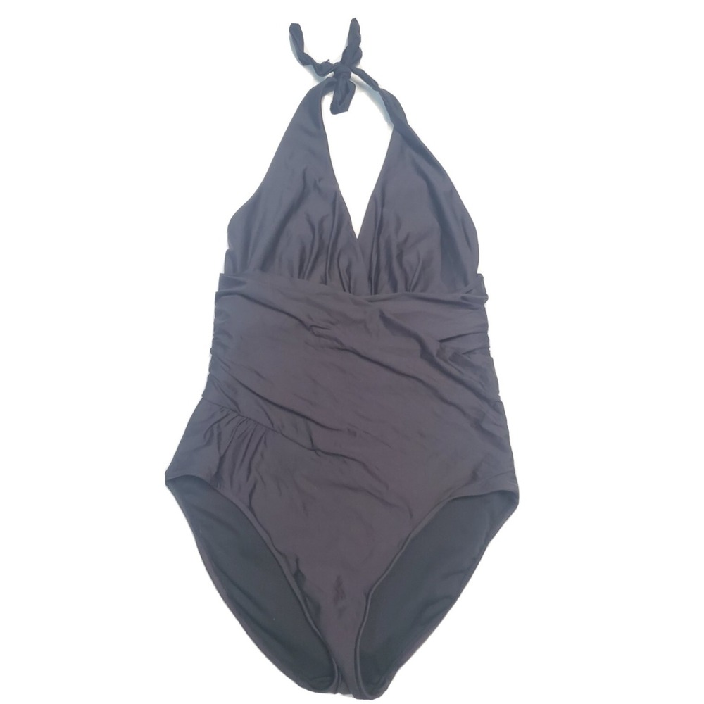 Newport News Swim One‎ Piece Swimming Suit Size 14 Black Women's Strap